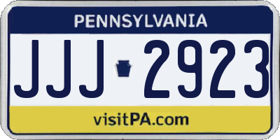 PA license plate JJJ2923