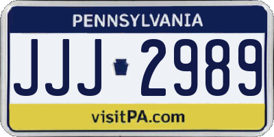 PA license plate JJJ2989