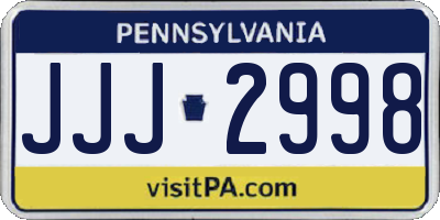 PA license plate JJJ2998
