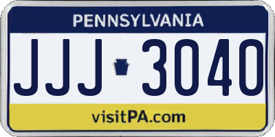 PA license plate JJJ3040