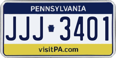 PA license plate JJJ3401