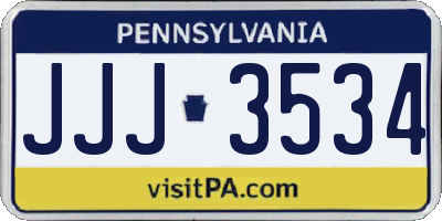 PA license plate JJJ3534