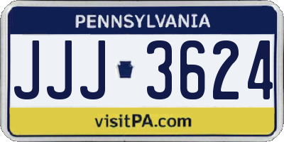 PA license plate JJJ3624
