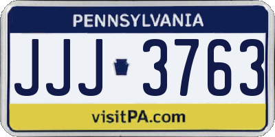 PA license plate JJJ3763