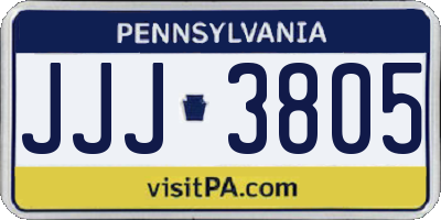 PA license plate JJJ3805