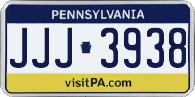 PA license plate JJJ3938