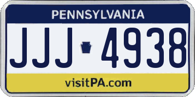 PA license plate JJJ4938