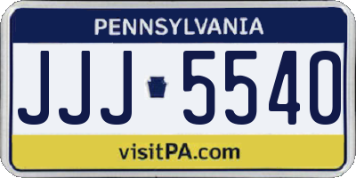 PA license plate JJJ5540