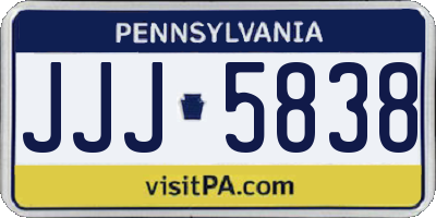PA license plate JJJ5838