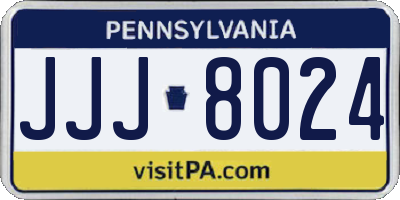 PA license plate JJJ8024