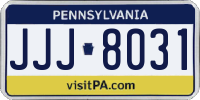 PA license plate JJJ8031