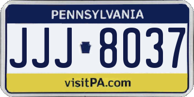 PA license plate JJJ8037
