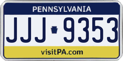 PA license plate JJJ9353
