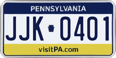 PA license plate JJK0401