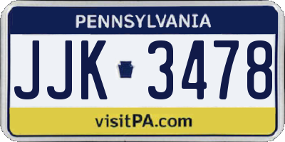 PA license plate JJK3478