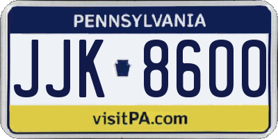 PA license plate JJK8600