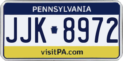 PA license plate JJK8972