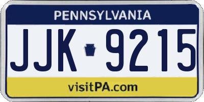 PA license plate JJK9215