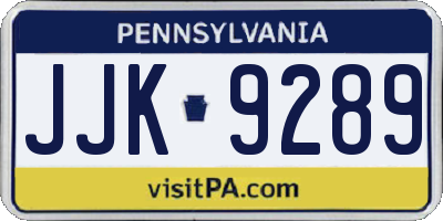 PA license plate JJK9289