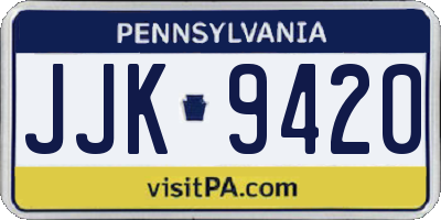 PA license plate JJK9420