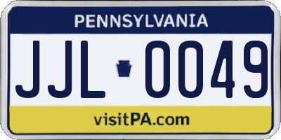 PA license plate JJL0049