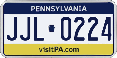PA license plate JJL0224