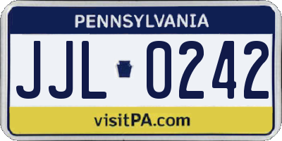 PA license plate JJL0242