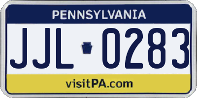 PA license plate JJL0283