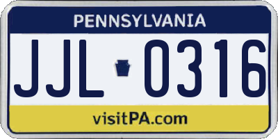 PA license plate JJL0316
