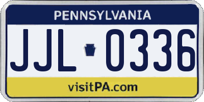 PA license plate JJL0336