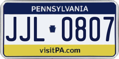 PA license plate JJL0807