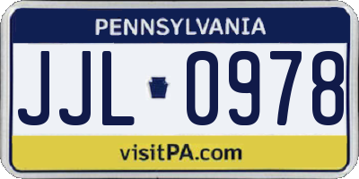 PA license plate JJL0978