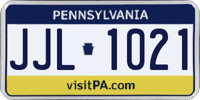 PA license plate JJL1021