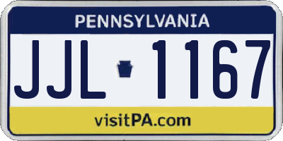 PA license plate JJL1167