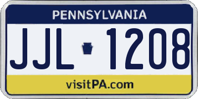 PA license plate JJL1208