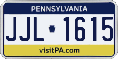 PA license plate JJL1615
