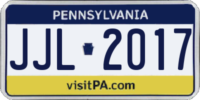 PA license plate JJL2017