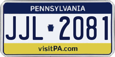 PA license plate JJL2081