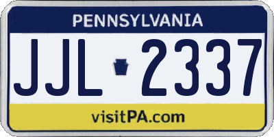 PA license plate JJL2337