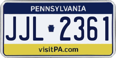 PA license plate JJL2361