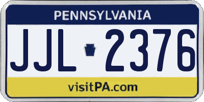 PA license plate JJL2376