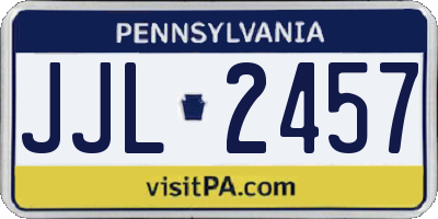 PA license plate JJL2457