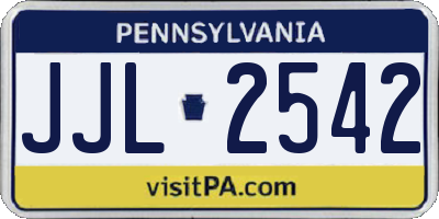 PA license plate JJL2542