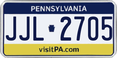 PA license plate JJL2705