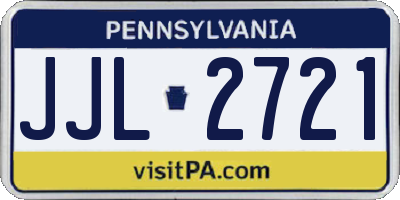 PA license plate JJL2721