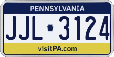 PA license plate JJL3124