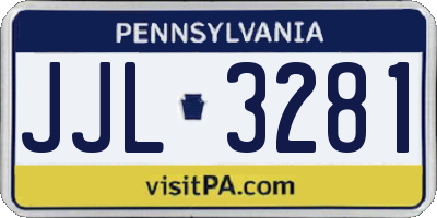 PA license plate JJL3281