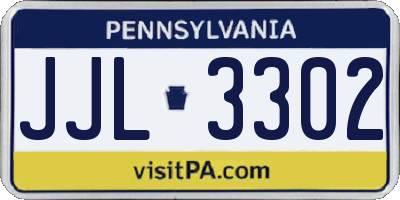 PA license plate JJL3302