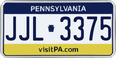 PA license plate JJL3375