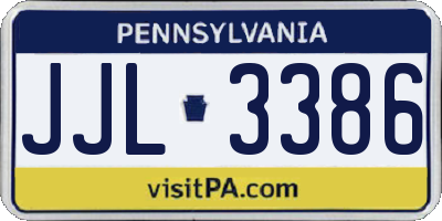 PA license plate JJL3386